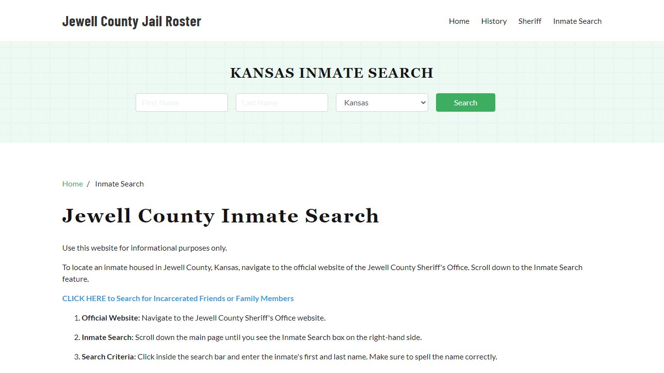 Jewell County, KS Detainee Lookup
