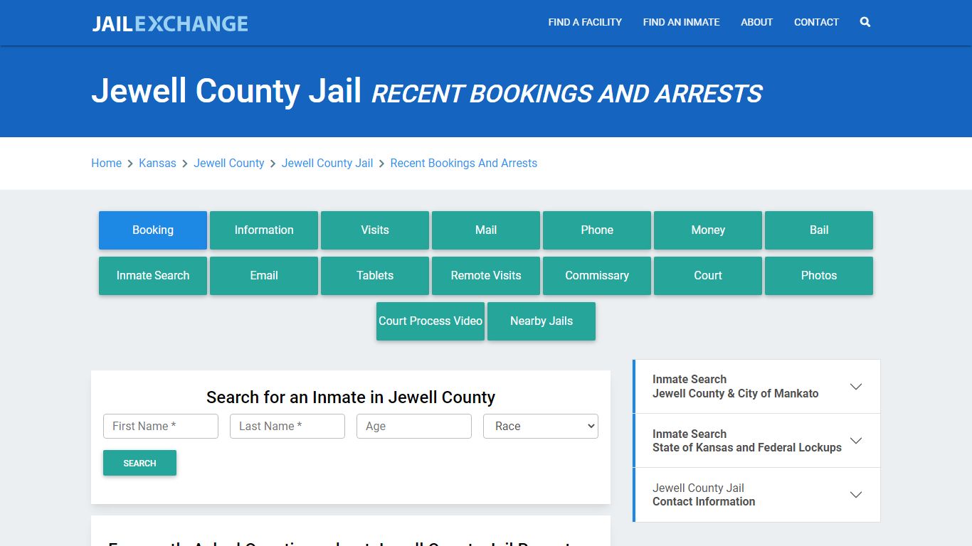 Jewell County Jail Recent Bookings And Arrests - Jail Exchange