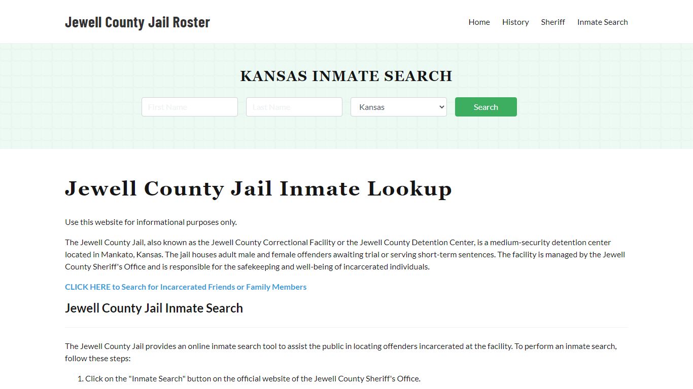Jewell County Jail Roster Lookup, KS, Inmate Search