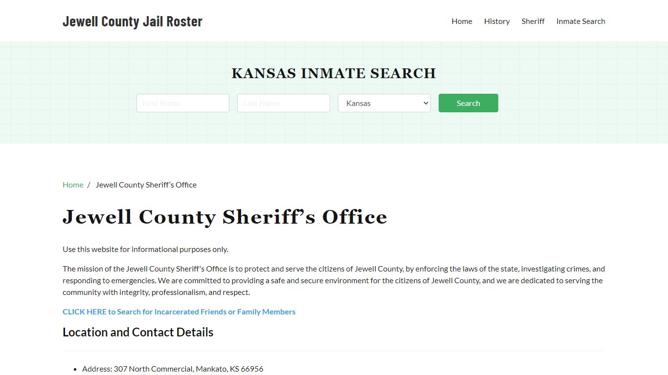 Jewell County Sheriff Office, KS, Arrest Warrants Search