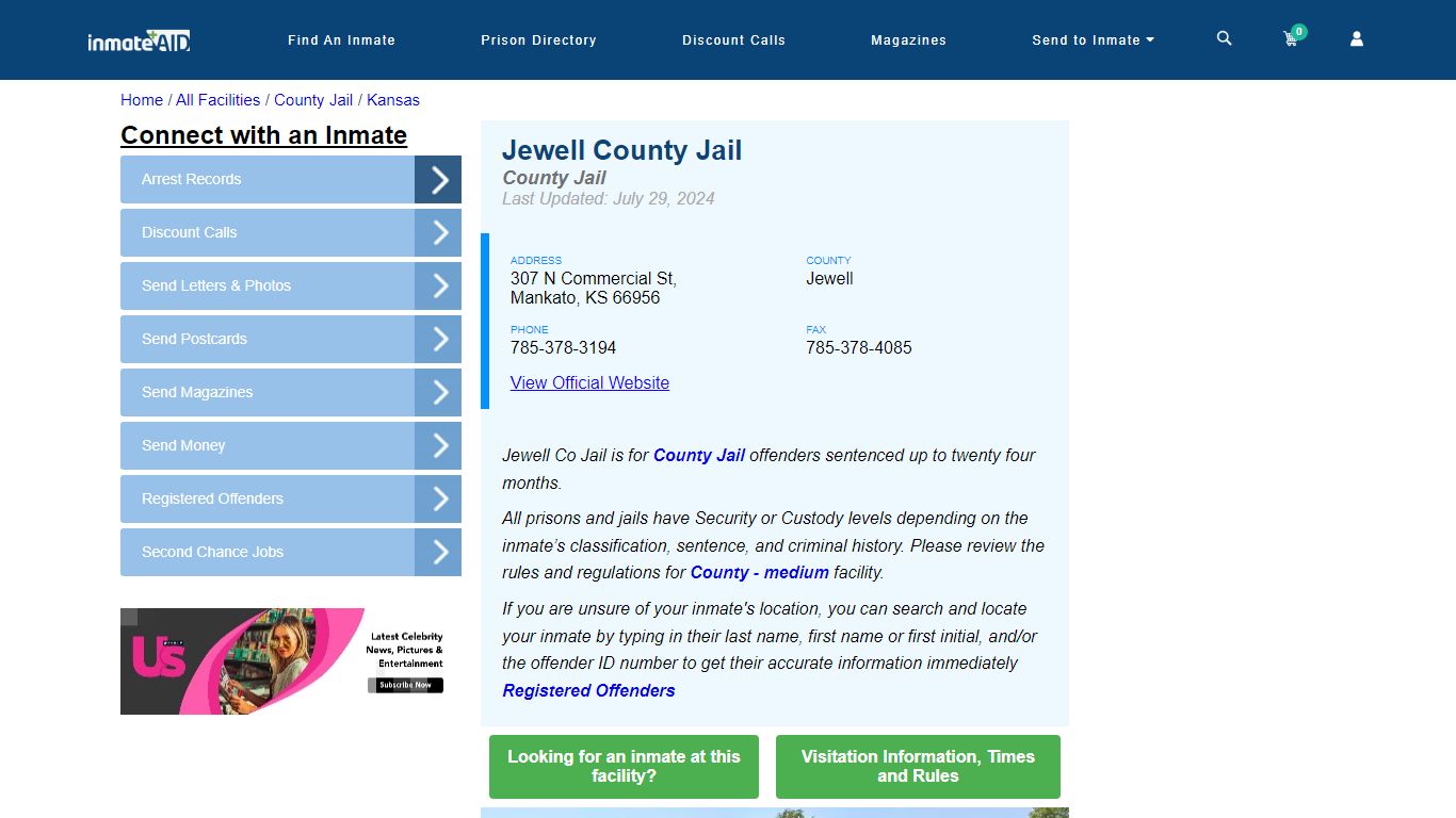 Jewell County Jail - Inmate Locator